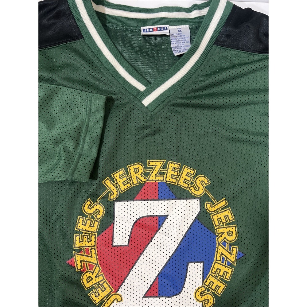 Vintage Jerzees Big Logo Striped Hockey Jersey Men's Size XL Spellout